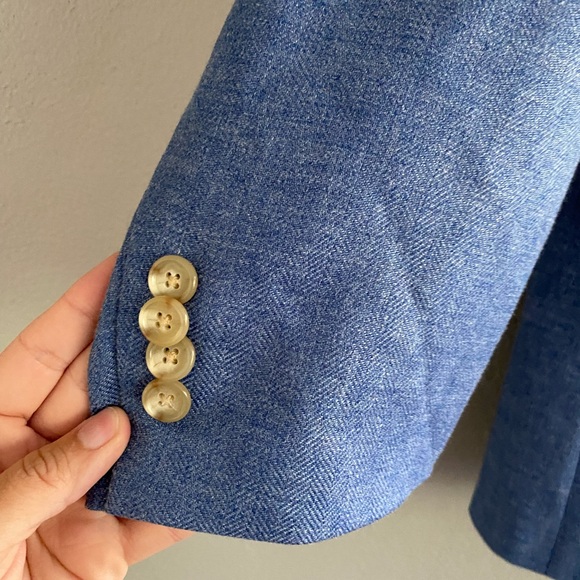 Coconut Grove Blazer Men’s Size 44 Blue Two Button Wool Bamboo Silk Work Party - Picture 6 of 11